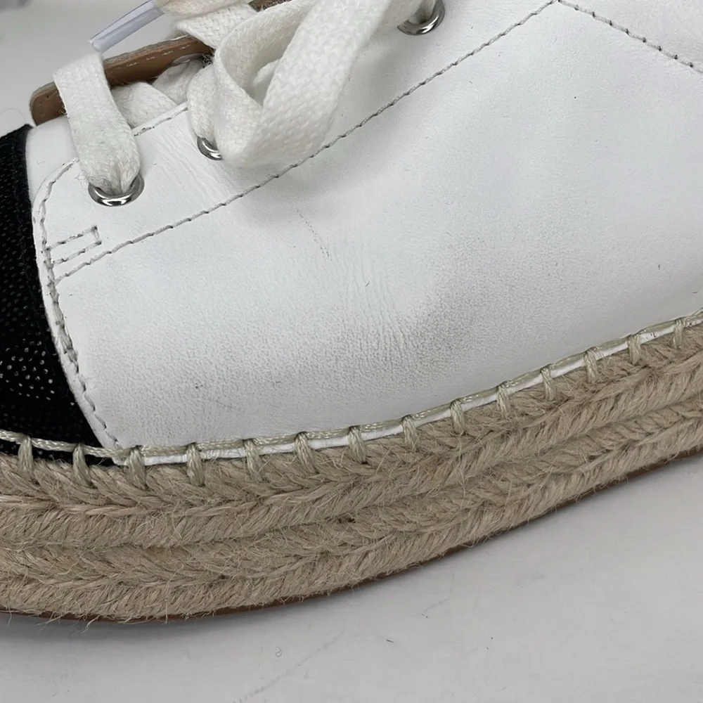 Linea Paolo Sneakers Women's 7.5 White Leather Espadrille Lace Up Shoes